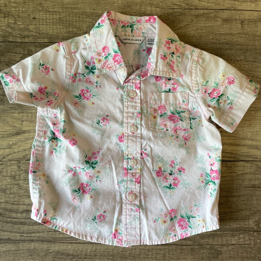 Boys Janie & Jack Floral Shirt, size 6-12 months